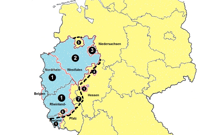  Grenzen des Arbeitsgebietes der Arbeitsgemeinschaft Rheinisch-Westfälischer Lepidopterologen